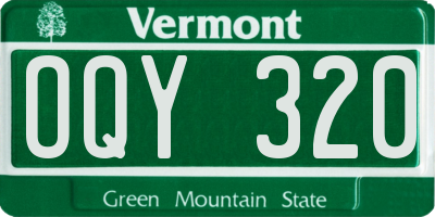 VT license plate OQY320