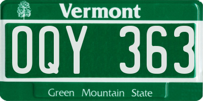 VT license plate OQY363