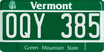 VT license plate OQY385