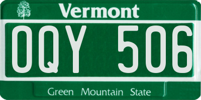 VT license plate OQY506