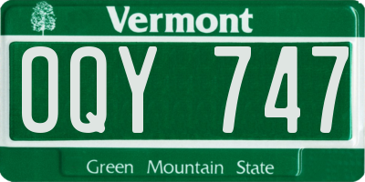 VT license plate OQY747