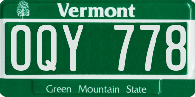 VT license plate OQY778