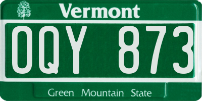 VT license plate OQY873