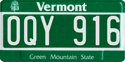 VT license plate OQY916