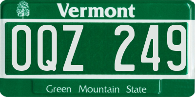 VT license plate OQZ249