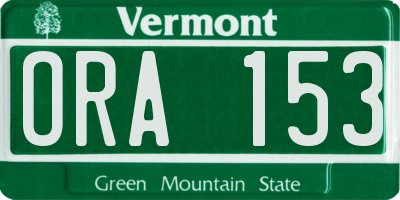 VT license plate ORA153
