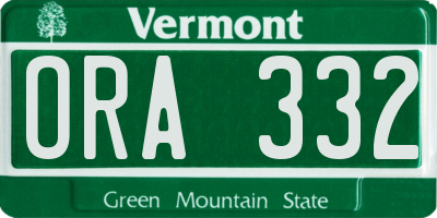VT license plate ORA332