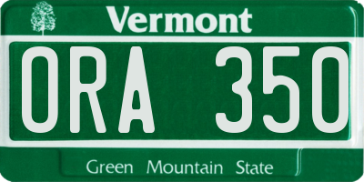 VT license plate ORA350