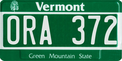 VT license plate ORA372