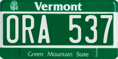 VT license plate ORA537