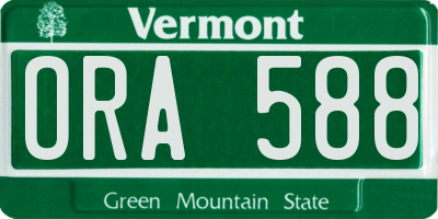 VT license plate ORA588