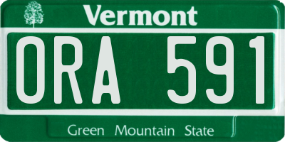 VT license plate ORA591