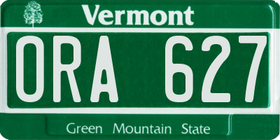 VT license plate ORA627