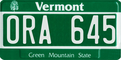 VT license plate ORA645