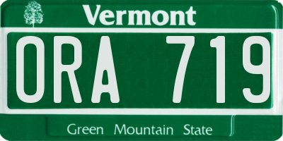 VT license plate ORA719