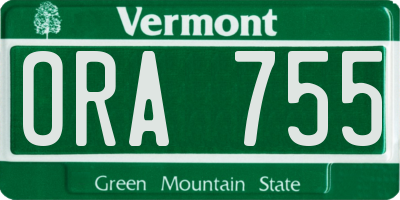 VT license plate ORA755