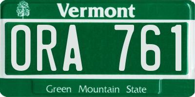VT license plate ORA761