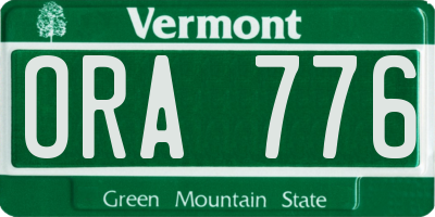 VT license plate ORA776