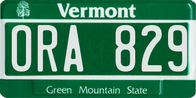 VT license plate ORA829