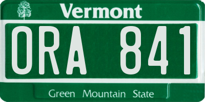 VT license plate ORA841