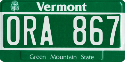 VT license plate ORA867