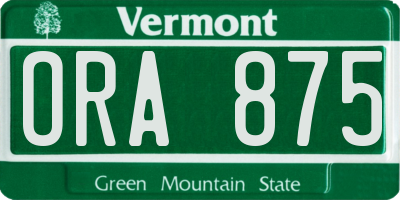 VT license plate ORA875