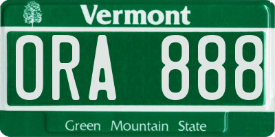 VT license plate ORA888