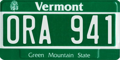 VT license plate ORA941