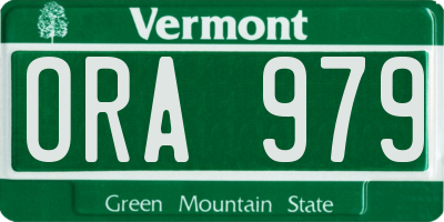 VT license plate ORA979