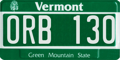 VT license plate ORB130