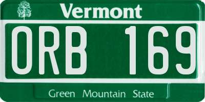 VT license plate ORB169