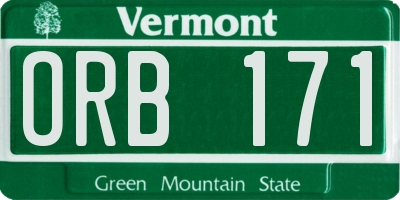 VT license plate ORB171