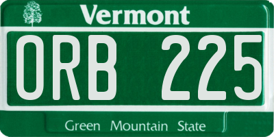 VT license plate ORB225