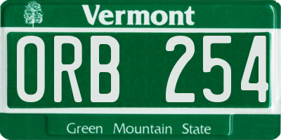 VT license plate ORB254