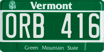 VT license plate ORB416