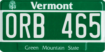 VT license plate ORB465