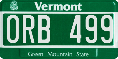 VT license plate ORB499