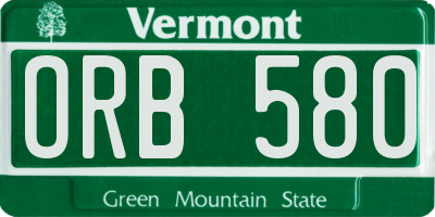 VT license plate ORB580