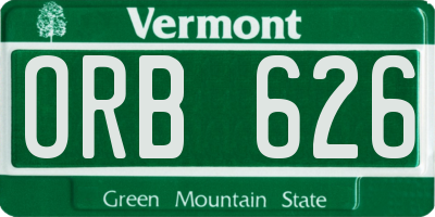 VT license plate ORB626