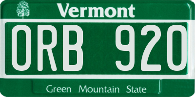 VT license plate ORB920