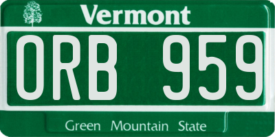 VT license plate ORB959