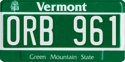 VT license plate ORB961
