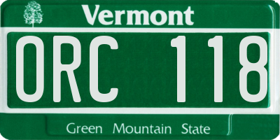 VT license plate ORC118
