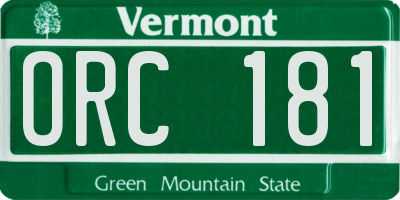 VT license plate ORC181