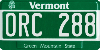 VT license plate ORC288