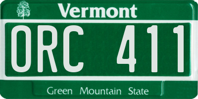 VT license plate ORC411