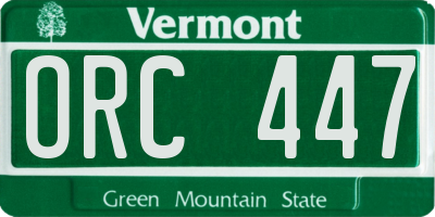 VT license plate ORC447