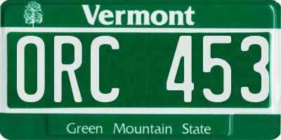 VT license plate ORC453