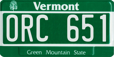 VT license plate ORC651
