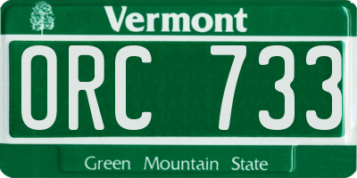 VT license plate ORC733